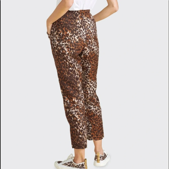 Veronica Beard Oksana Leopard Linen Crop Pants Size 2 - Picture 2 of 5